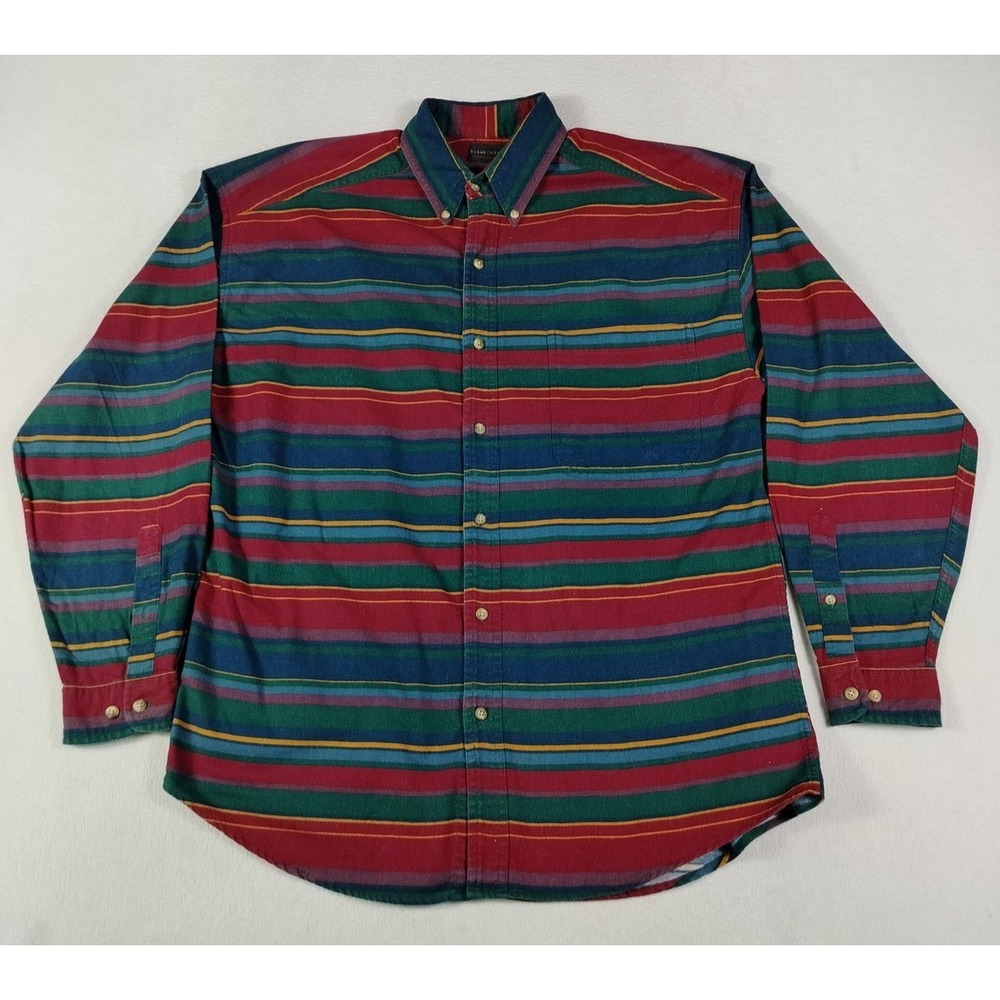 Vintage Structure Flannel Shirt Mens Medium Multicolor Stripe Colorblock‎ Casual